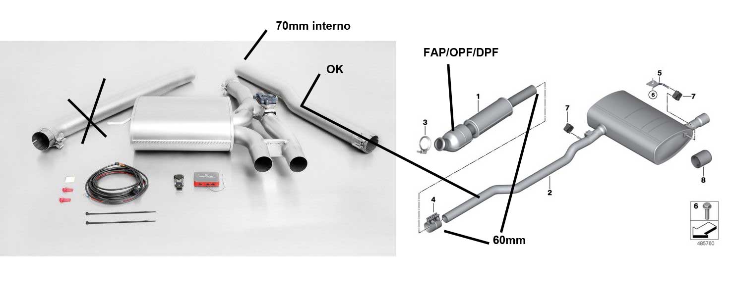 Remus con valvola per F56 montaggio scarico su versione OPF DPF FAP restyling